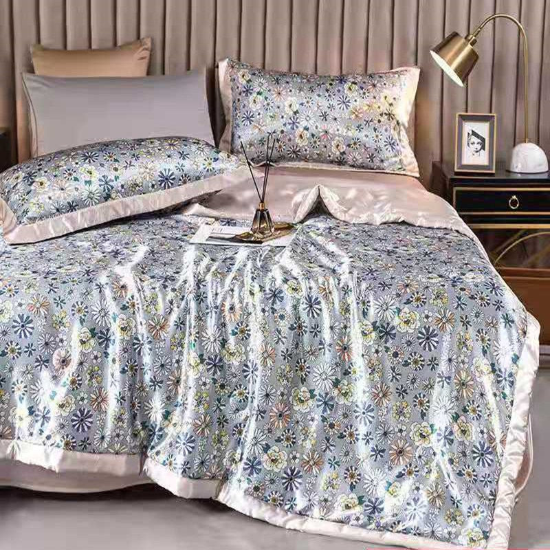 HULIANFU Summer Blanket Ice Silk Quilt Cool Feeling Nap Knee Air Conditioning Quilt Adult Children Washable Bedding - Deanwangkt