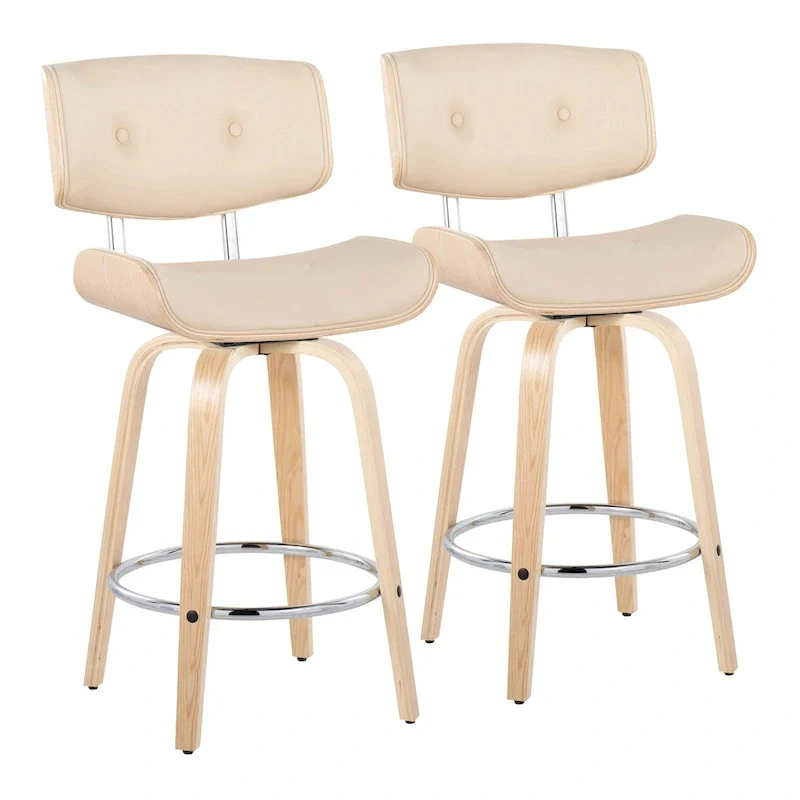 Leksand 26 Fixed-Height Counter Stool with Bent Wood Legs (Set of 2)