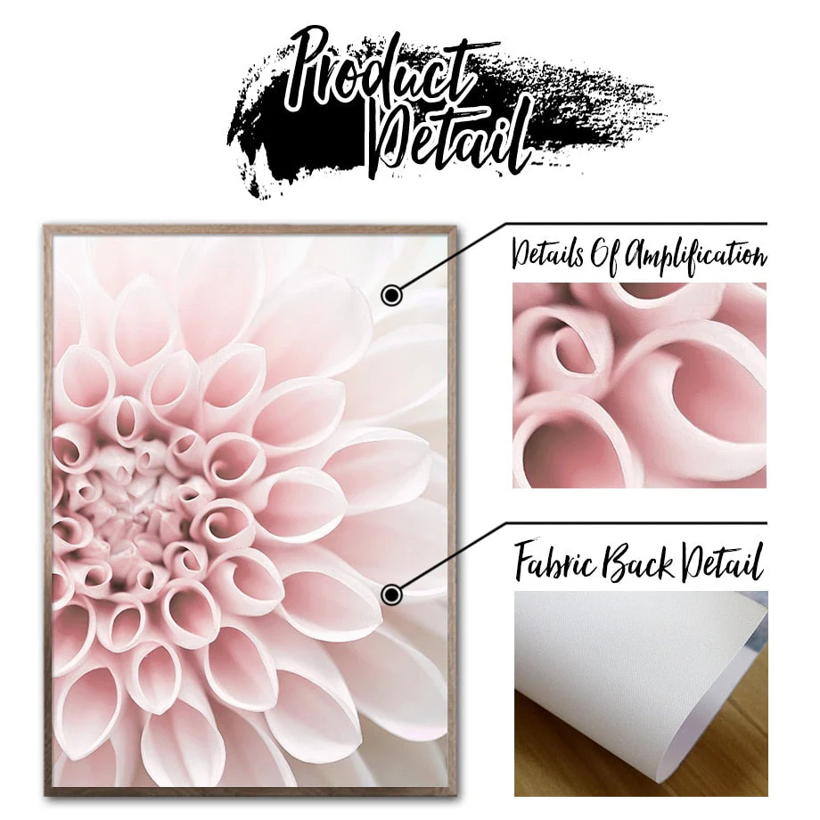 HULIANFU Pink Flower Dahlia Peony Coral Corridor Quotes Wall Art Canvas Painting Nordic Posters And Prints Wall Pictures For Living Room - Deanwangkt