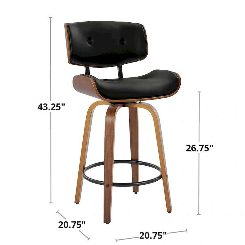 Leksand 26 Fixed-Height Counter Stool with Bent Wood Legs (Set of 2)