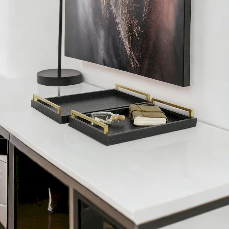 Lusan Black Vinyl Tray Set