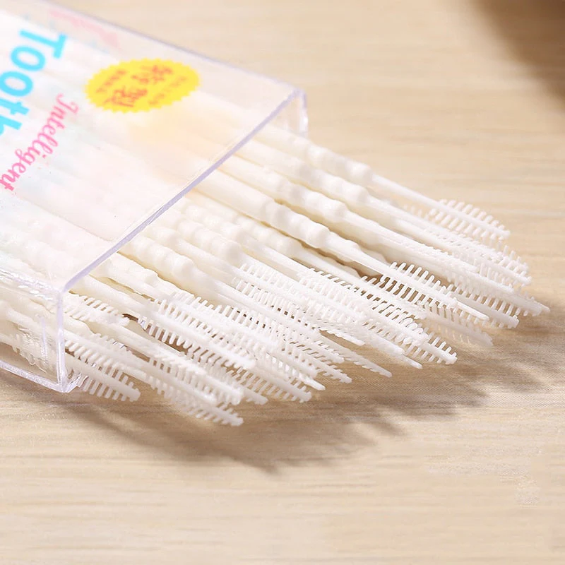 HULIANFU Toothpick 50 Pieces Double Superfine Tooth Stick Dental Brush Bamboo Stick Dental Oral Care Clean Teeth Food Residue toothpick - Deanwangkt