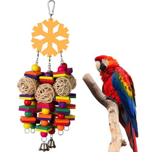 HULIANFU Pet Chewing Wood Blocks Rattan Ball Play Toy Parrot Bird Climbing Cage Hangings For Pet Products Bird Accessories - Deanwangkt