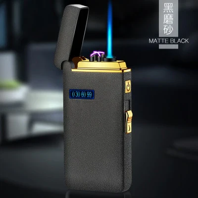 HULIANFU New Windproof Metal Dual Plasma Arc Lighter Jet USB Torch Lighter Gas Electric Butane Chargeable Pipe Cigar Lighter Gadgets - Deanwangkt