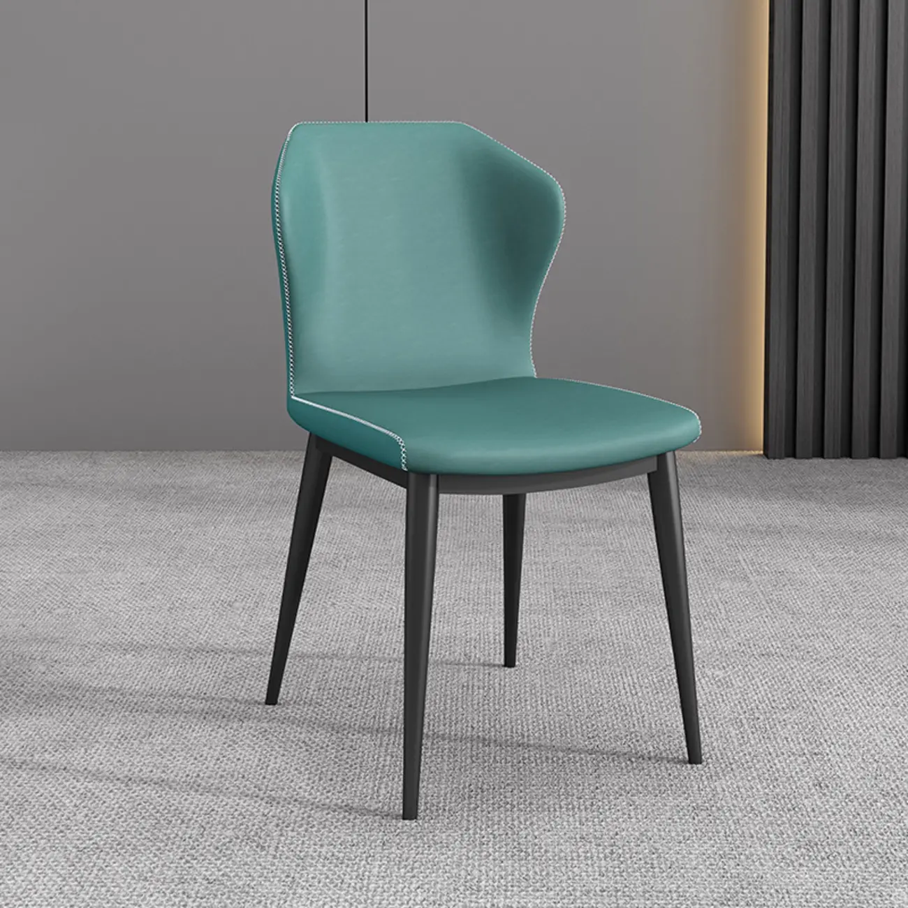 Modern Faux Leather Dining Chair with Wing Back Steel Legs