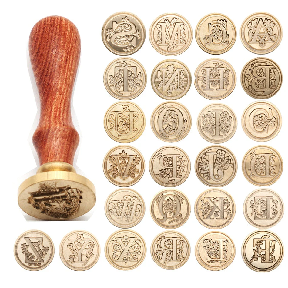 HULIANFU Retro Wood Stamp Classic 26 Letter A-z Alphabet Initial Sealing Wax Seal Stamp Ancient Seal Post Decorative Antique Stamp Gifts - Deanwangkt