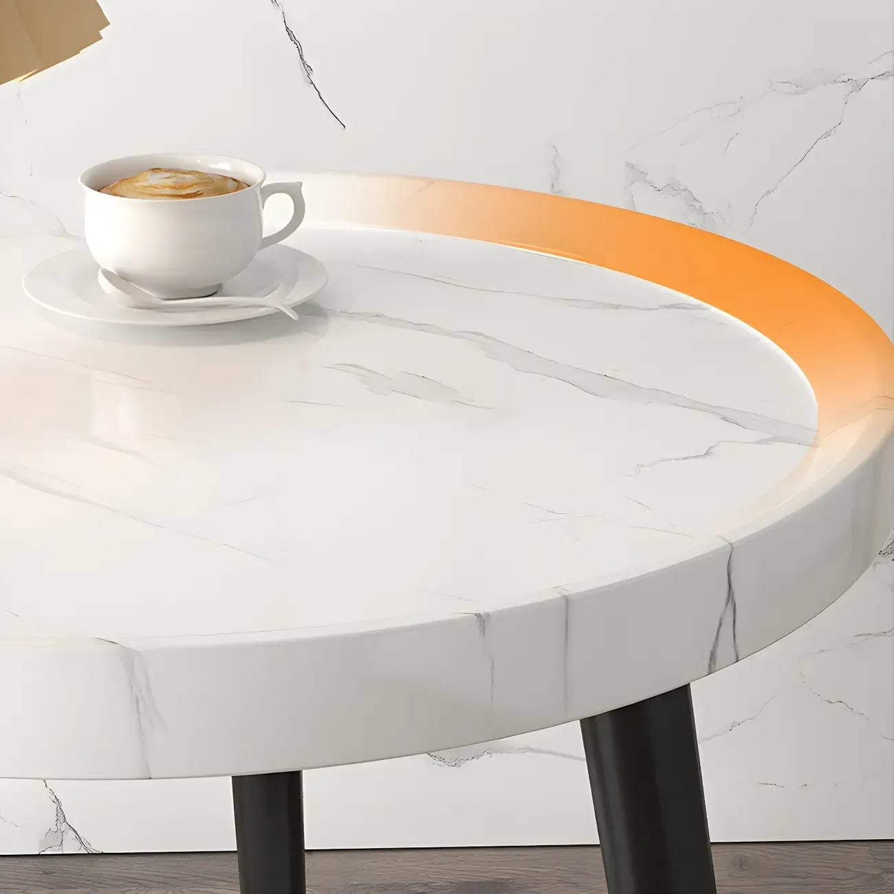 Natural Espresso Wood Small Round End Side Table with Tray Top & Shelf