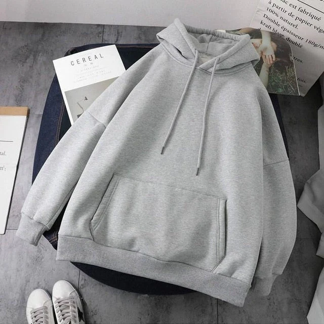 hulianfu Jacket women solid color hoodies autumn winter imitation lamb wool korean loose plus velvet thick zipper sweatshirt tops - Deanwangkt