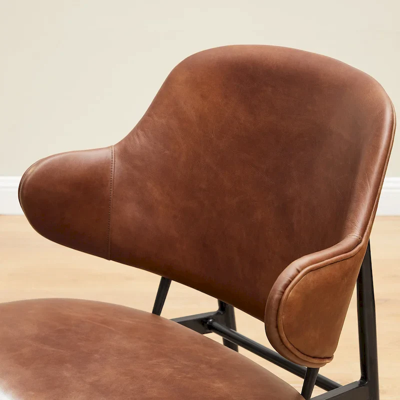 Art Leon Genuine Leather Accent Lounge Chair