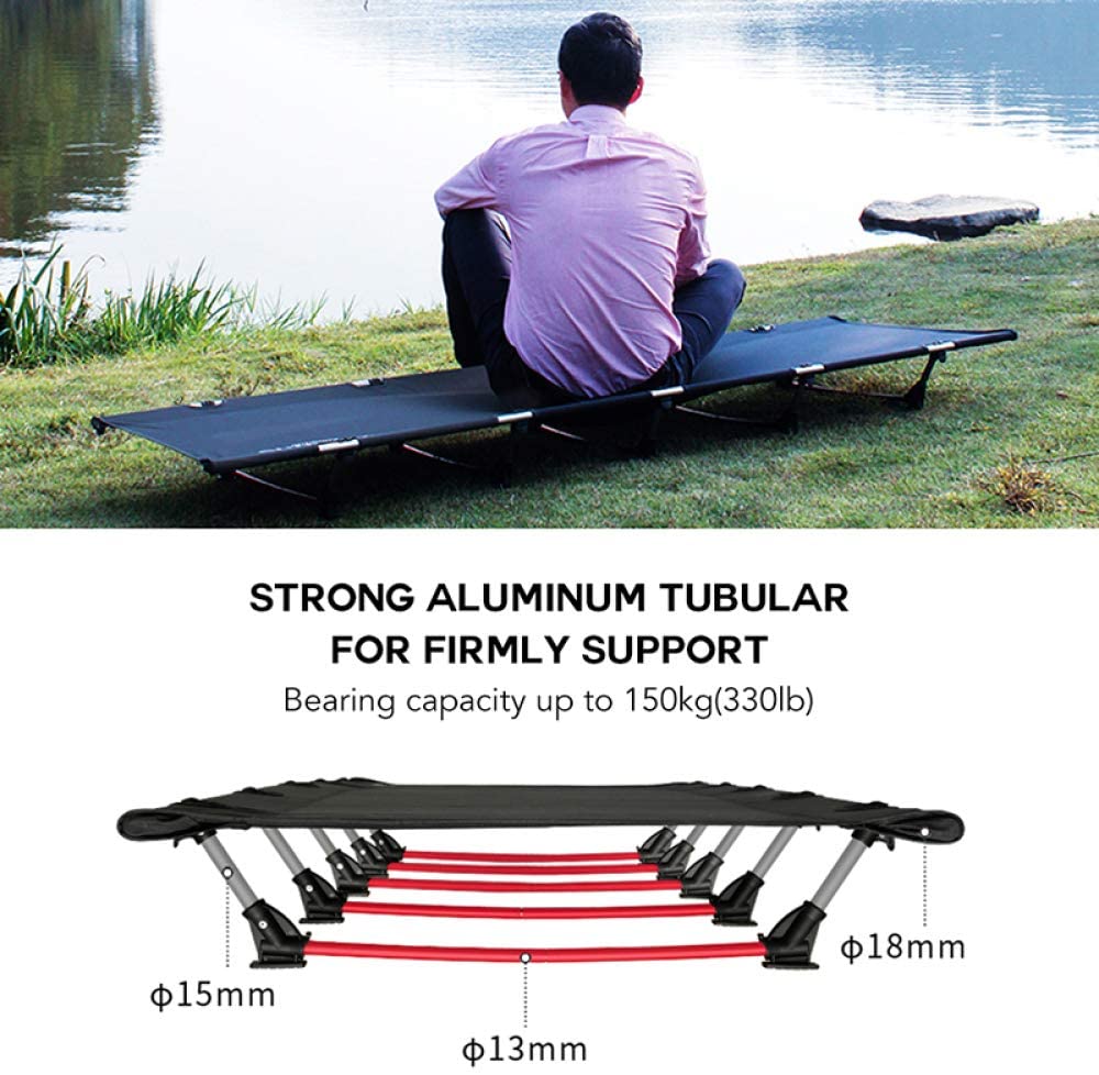 HULIANFU Portable Foldable Camping Cot Single Person Outdoor Folding Bed 330LB Bearing Weight Compact for Outdoor Picnic Camping - Deanwangkt