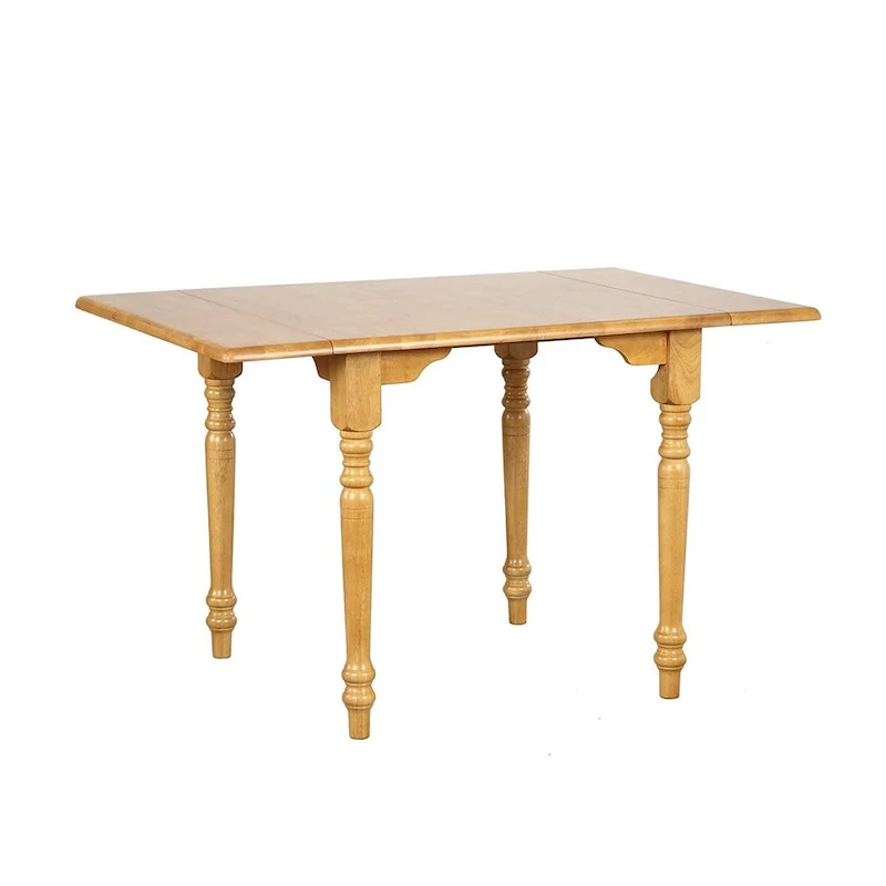 72 Light Oak Finish Drop Leaf Solid Extendable Dining Table