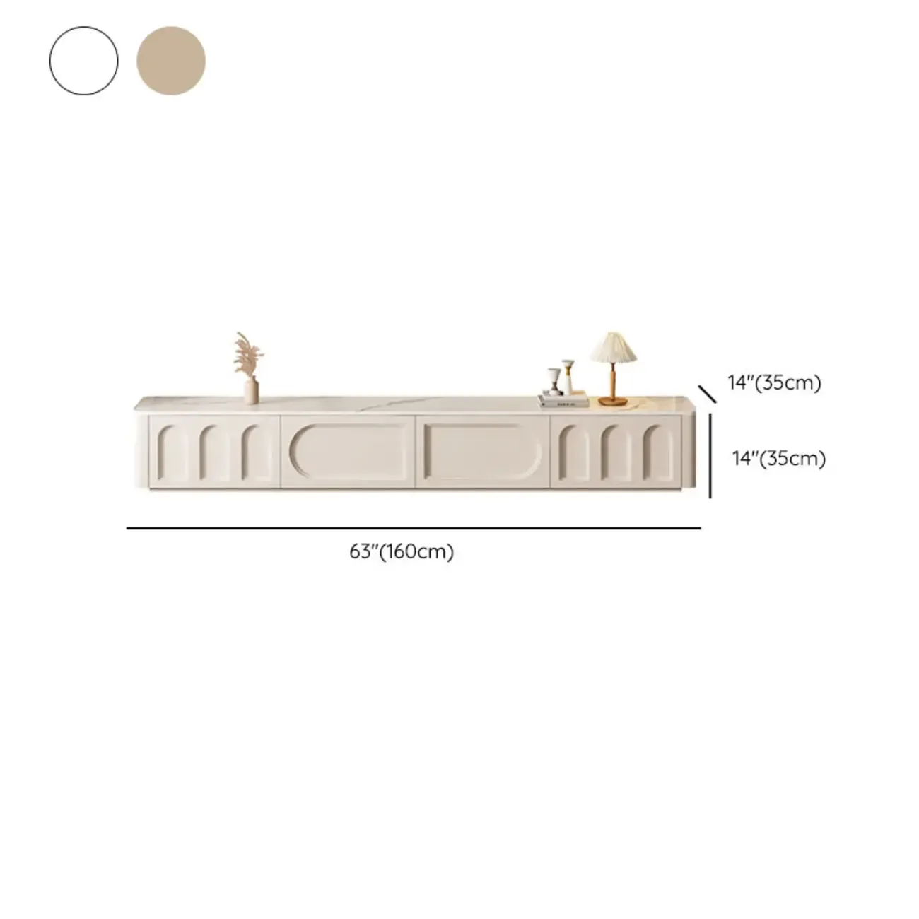 White Modern Long Wooden TV Stand with Drawers