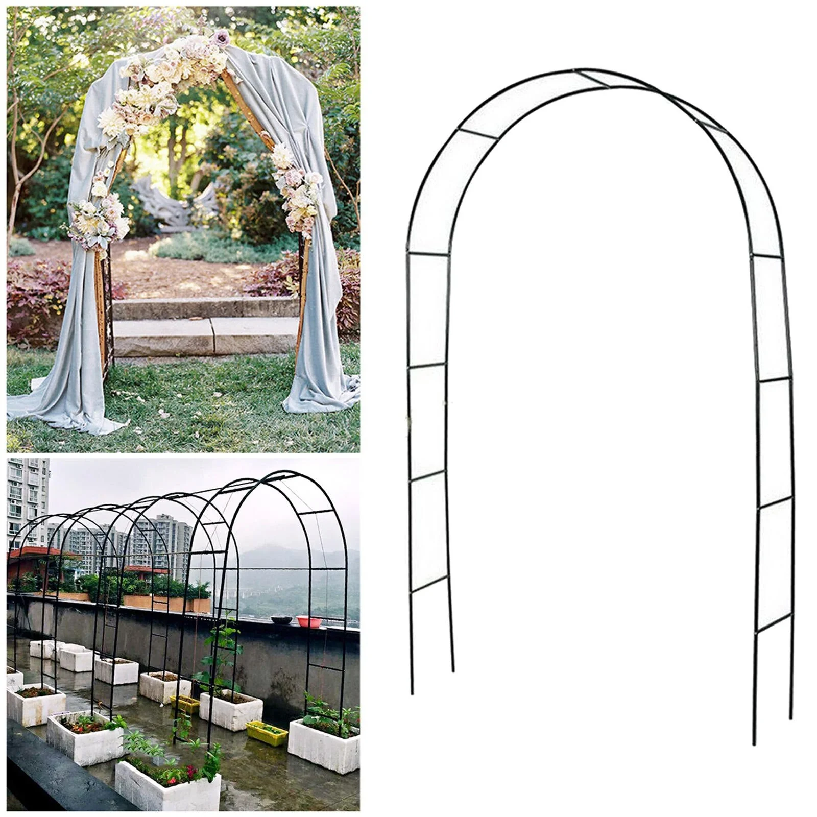 HULIANFU Metal Wedding Arch Stackable DIY Arch for Prop Supplies Decoration Easy Assembly Rose Gates Balloon Archway Arbours Party Decor - Deanwangkt