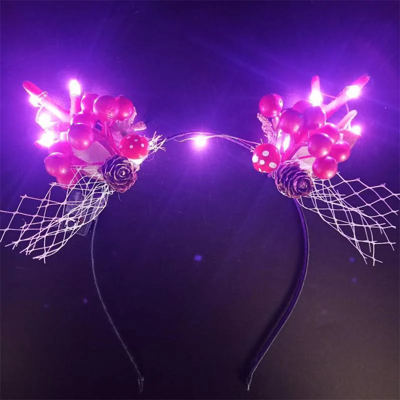 HULIANFU 2026  Luminous Elk Antler Headband Christmas Concert Forest Branch Deer Ear Headgear Hair Accessories Scenic Stage Show Photo Props - Deanwangkt