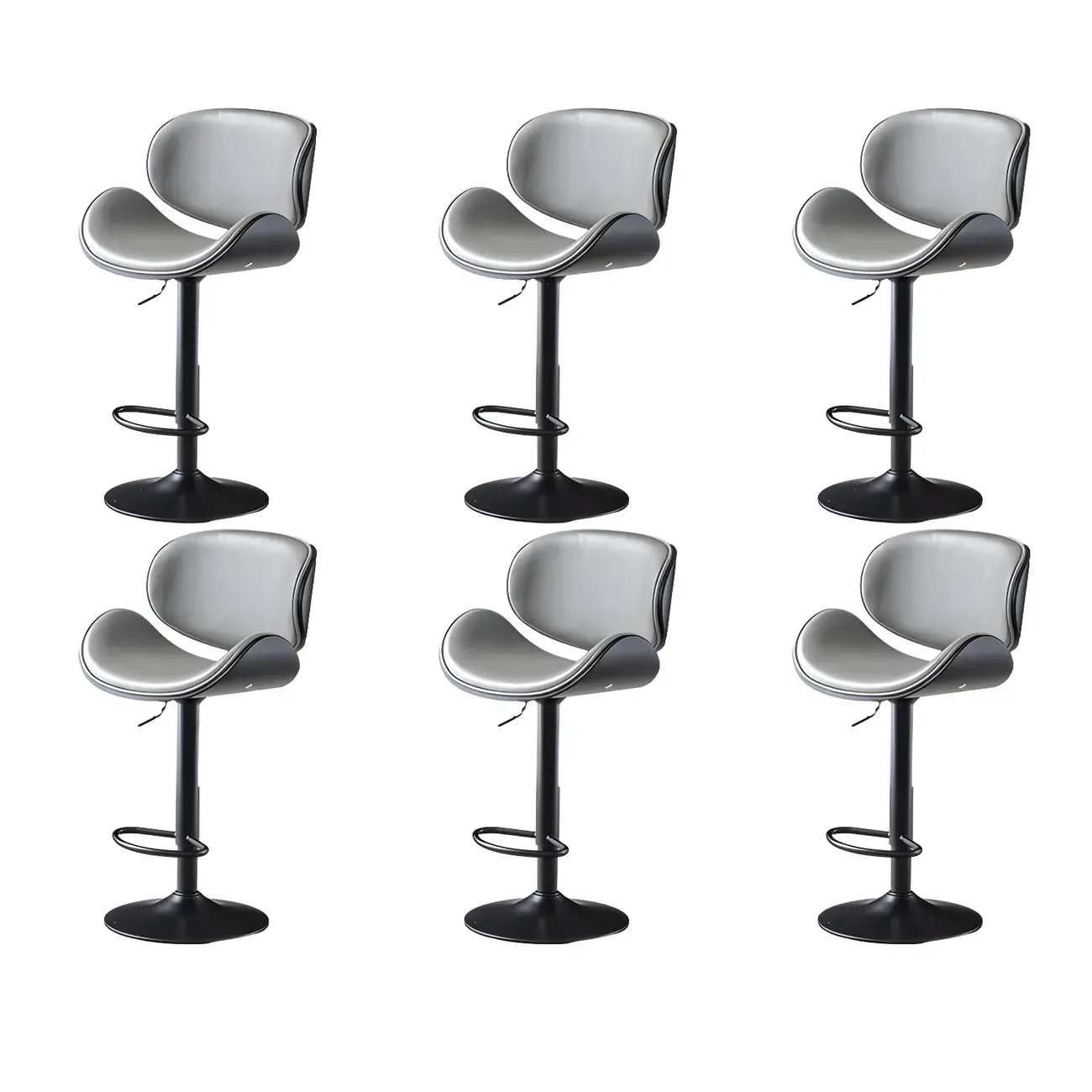 Arched Blackish Green Leather Swivel Adjustable Bar Stool