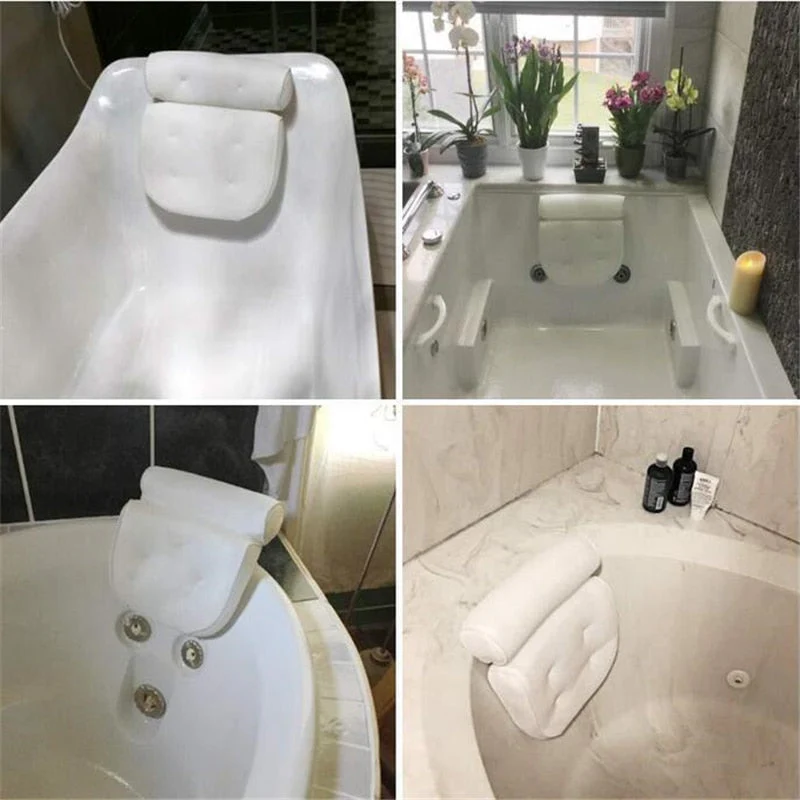 HULIANFU SPA Non-Slip Bath Pillow with Suction Cups Bath Tub Neck Back Support Headrest Pillows Thickened Home Cushion Accersory - Deanwangkt
