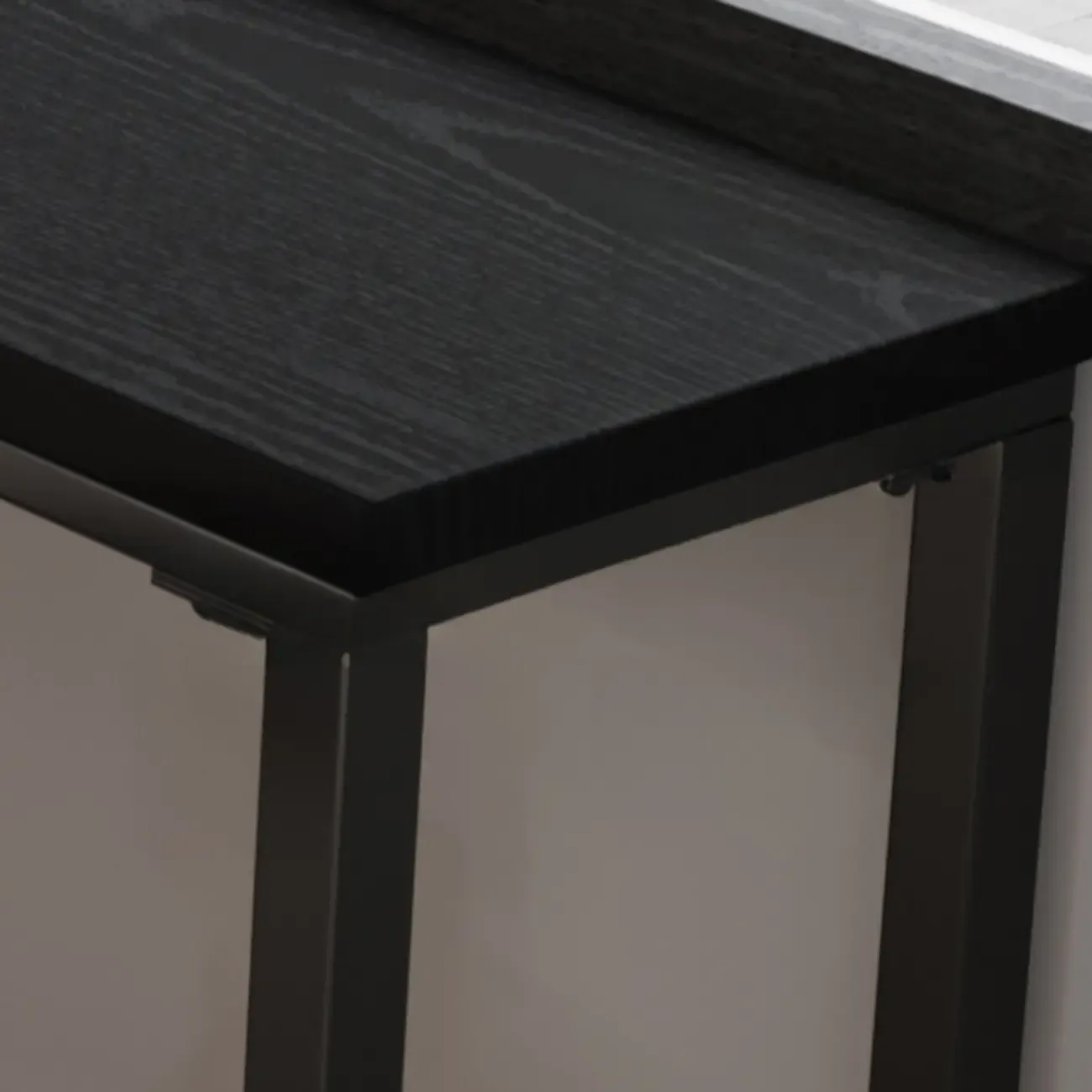 Modern Black Pine Wood Metal Bar Tables with Footrest