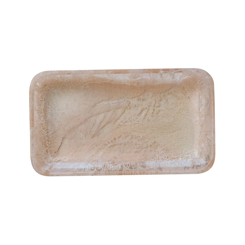 Matte Marbled Resin Tray - 12.0 L x 7.0 W x 1.0 H - 12.0 L x 7.0 W x 1.0 H