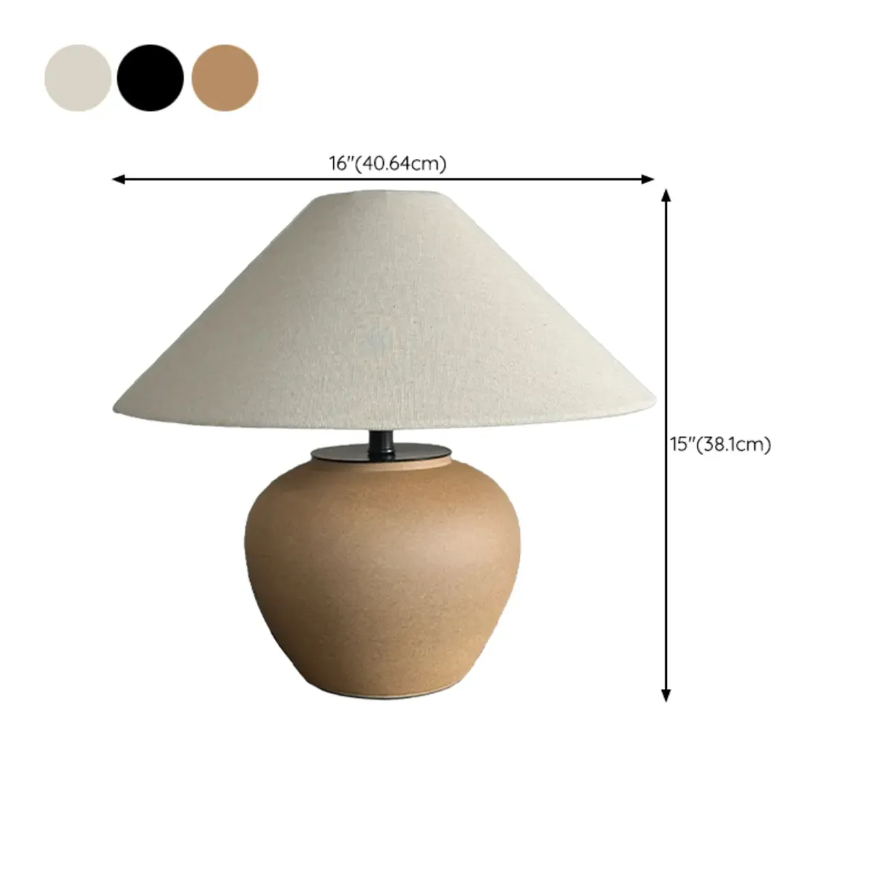 White Ceramic LED Table Lamp with Fabric Shade