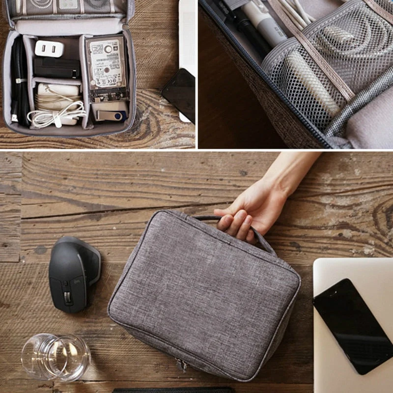 HULIANFU Portable Cable Digital Storage Bags Organizer USB Gadgets Wires Charger Power Battery Zipper Cosmetic Bag Case Accessories Item - Deanwangkt