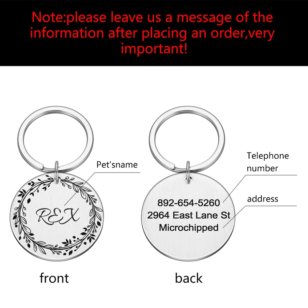 HULIANFU Personalized Dog Cat Pet ID Tags  Engraved Cat Puppy  Pet ID Name Number Address Collar Tag Pendant Pet Accessories - Deanwangkt