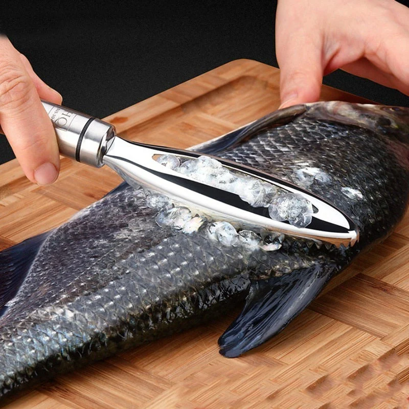 HULIANFU Kitchen accessories Stainles Fish Scales Scraping Graters Fast Remove Fish Cleaning Peeler Scraper Fish bone tweezers tool gadge - Deanwangkt