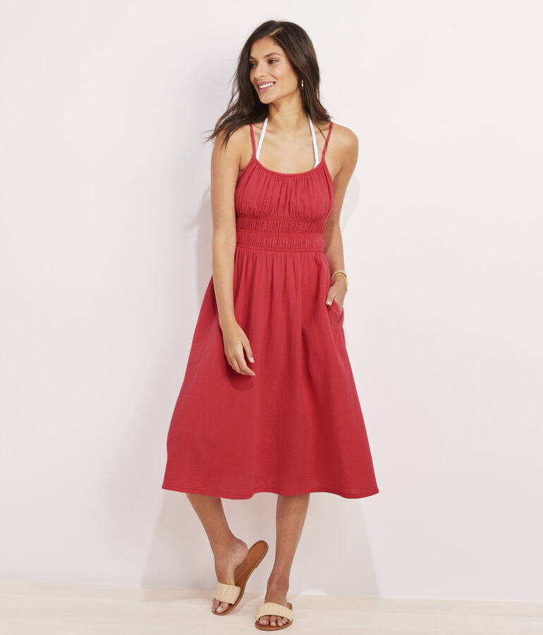 Seastitch Double Gauze Smocked Cover-Up