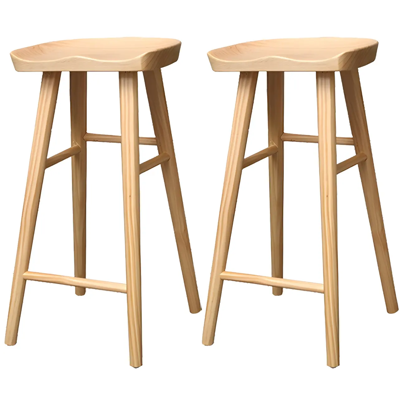 Counter Height Backless Wooden Industrial Bar Stools