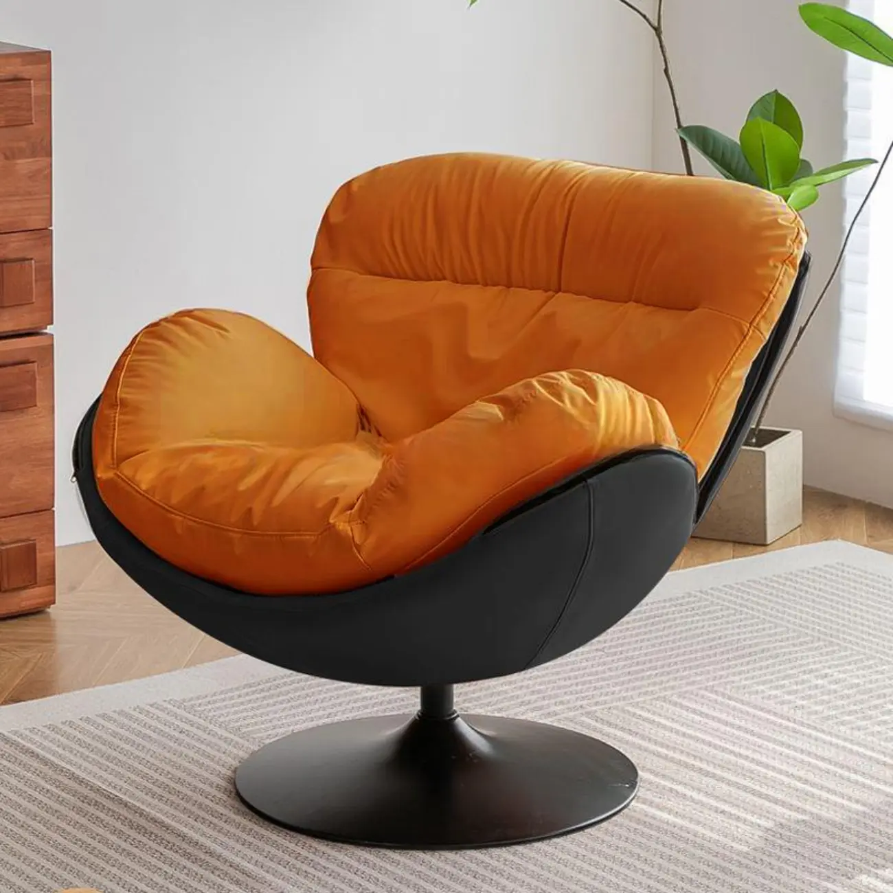 Simple Modern Cat-Resistant Leather Swivel Accent Chair