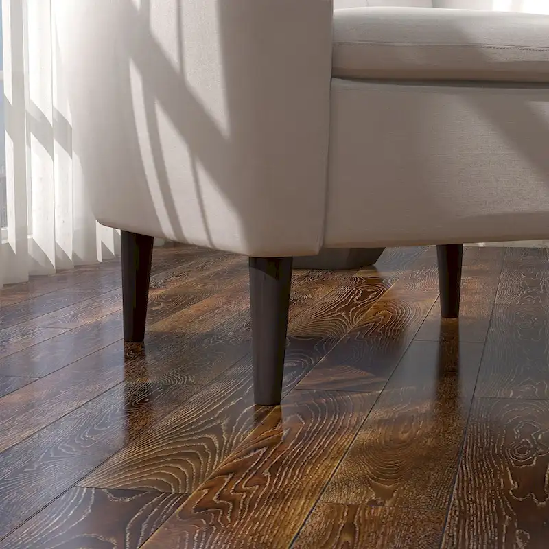 Button Tufted Fabric Accent Chair Armchair with Solid Sagwan Wooden Frame