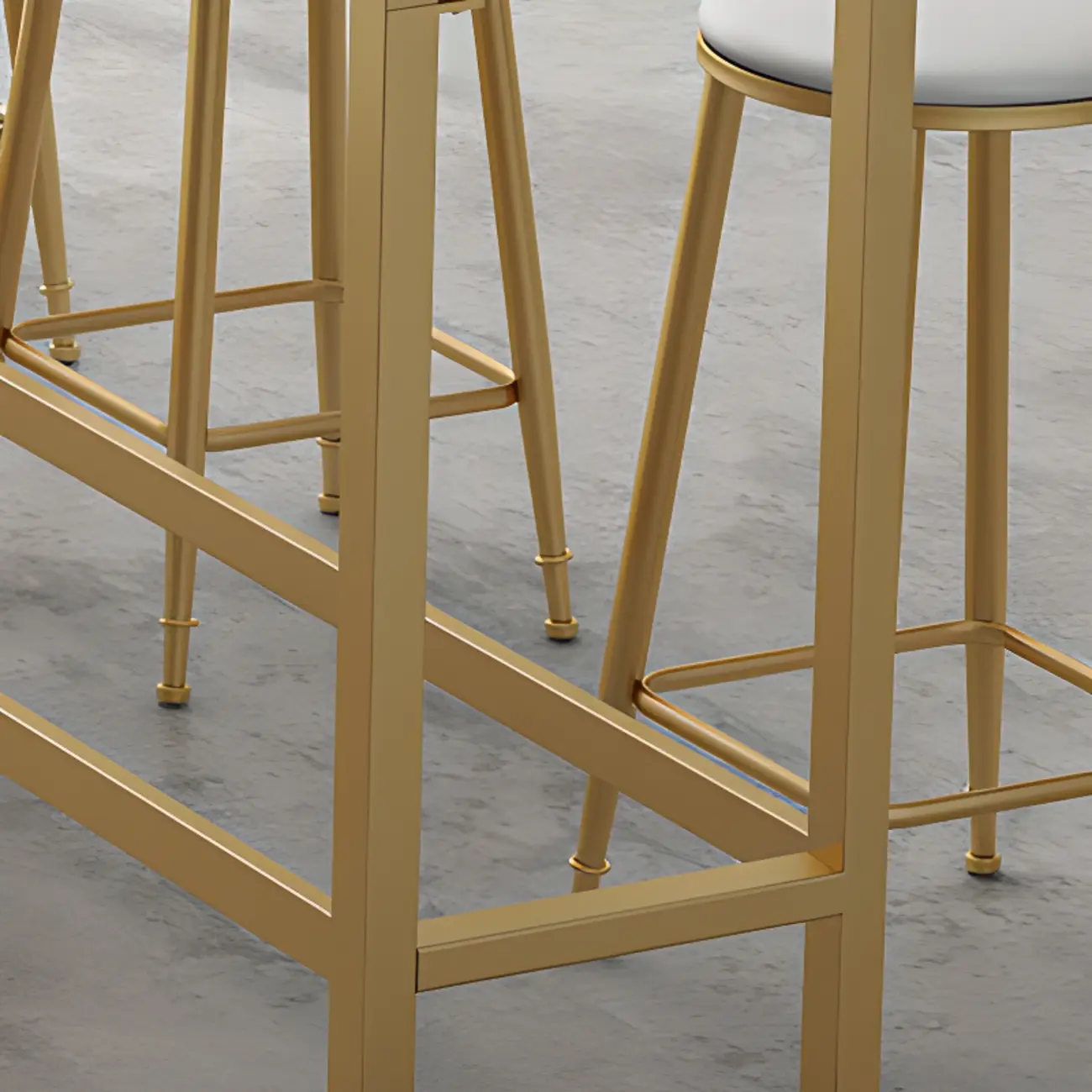 Modern Rectangle Marble Top Bar Table Gold Base with Footrest