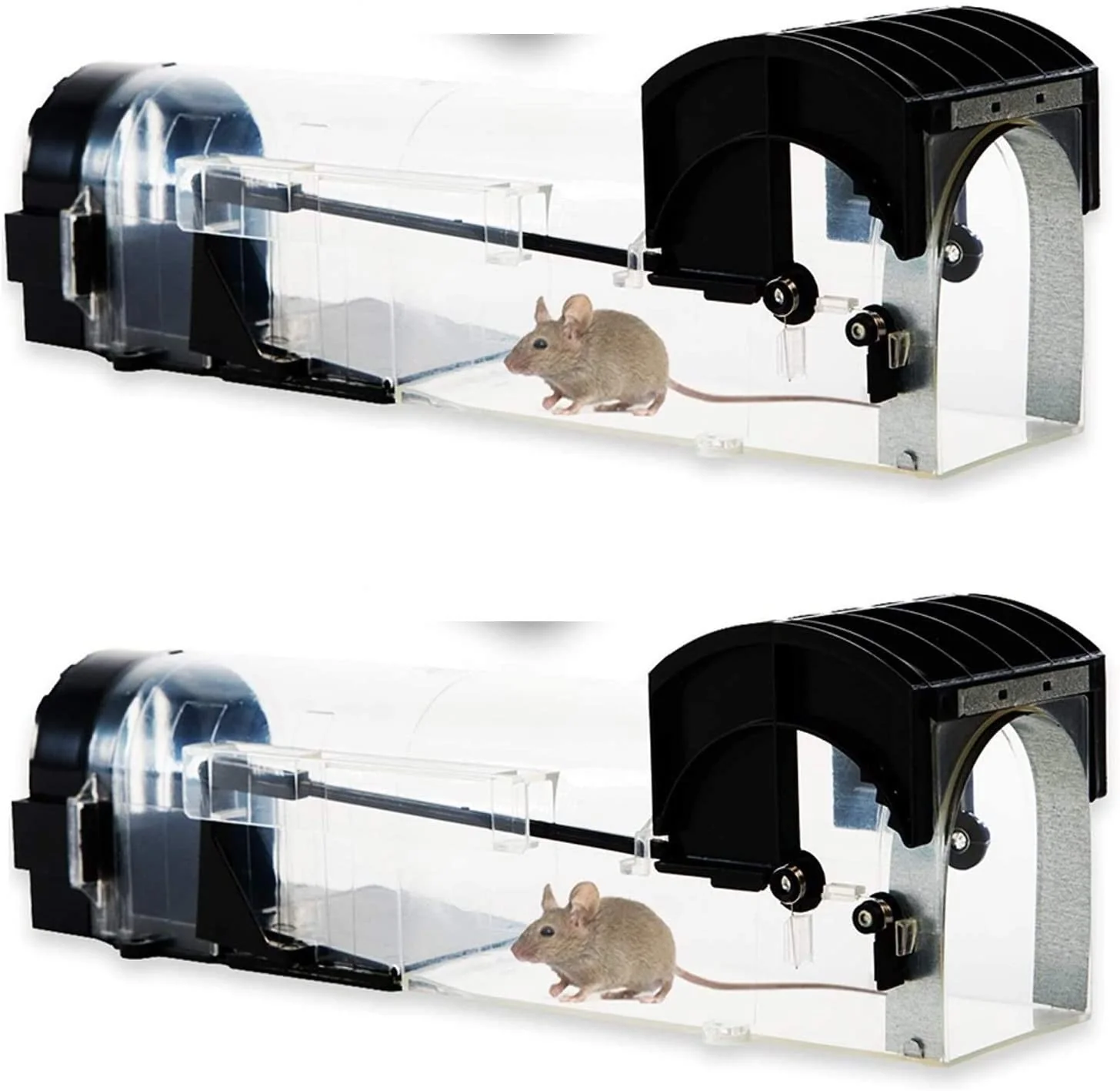 HULIANFU Smart Self-locking Mousetrap Safe Firm Transparent Household Mouse Catcher Plastic Reusable Humane Indoor Outdoor Rat Trap - Deanwangkt