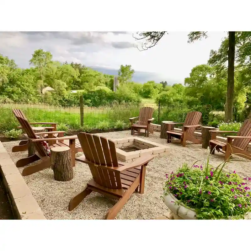 Eucalyptus Adirondack Chair with Built-in Ottoman