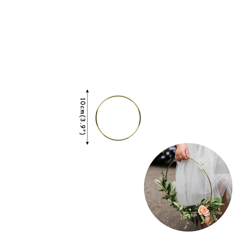 HULIANFU Wedding Decoration 10-40cm Rattan Wreath Metal Hoop Wreath Decor Floral Hoop Christmas Decor for Home Hanging Artificial Flower - Deanwangkt