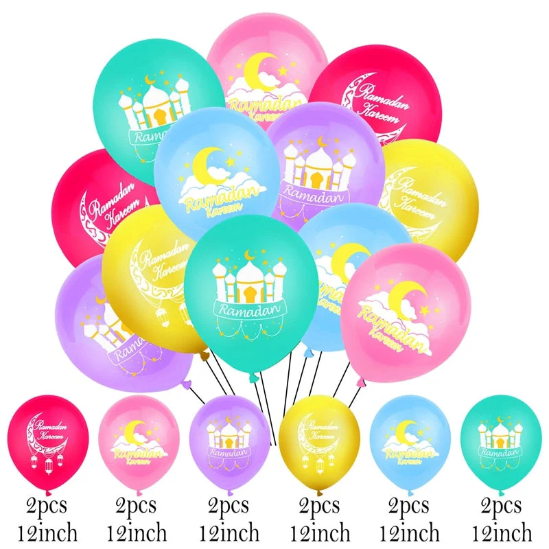 HULIANFU Ramadan Kareem Banner Latex Balloons Set Muslim Islamic Festival Party DIY Decoration Eid Al Adha Gifts - Deanwangkt