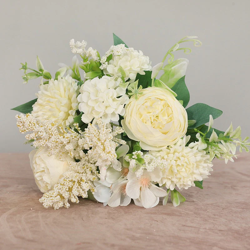 HULIANFU 2026  Artificial Flowers Vintage Silk Rose Bouquet Vintage Bride Holding Fake Flowers Home Wedding Decoration Accessories - Deanwangkt