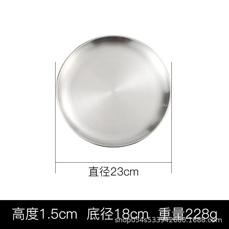 HULIANFU Korean stainless steel thickened disc Golden Cafe Tray Fruit Plate Cake Plate Bone Dish Dish Dish Shallow Plate - Deanwangkt