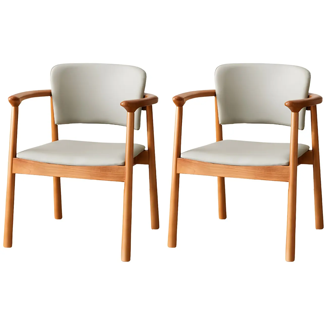 Modern Upholstered Rubberwood Arm Dining Chair Set of 2