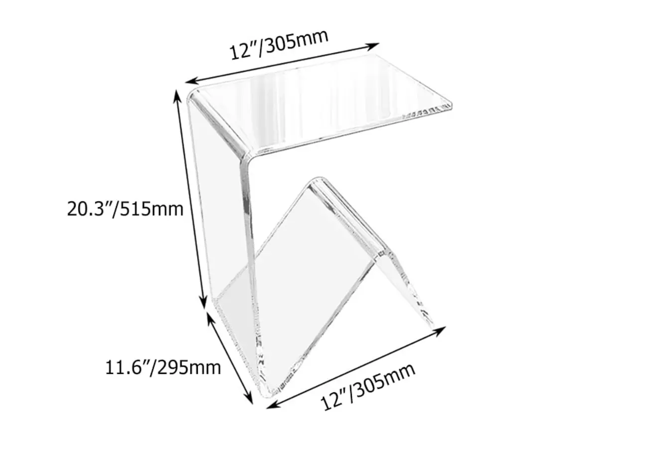 Abstract Acrylic C-shaped End Table in Black/Clear