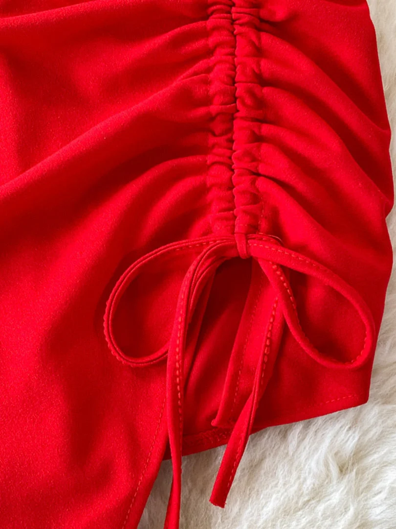 Hulianfu Summer Women Dress Sexy Lace-up Halter Sleeveless Sequins Party Dress High Waist Drawstring Ruched Irregular Backless Club Dress - Deanwangkt