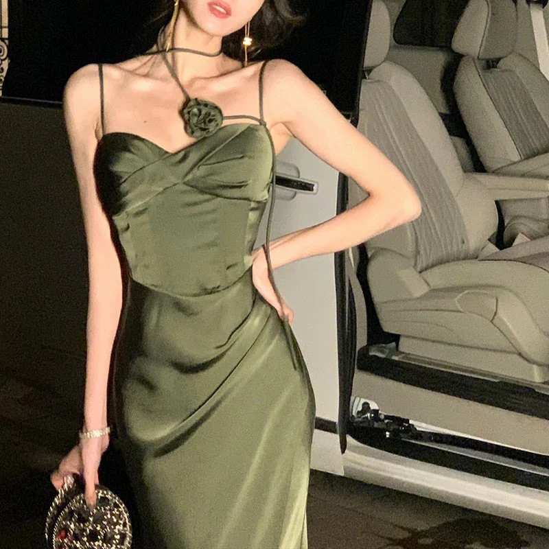 Hulianfu Sexy Sleeveless Spaghetti Strap Evening Party Prom Elegant Backless Floral Long Maxi Wedding Dresses for Women Female Summer New - Deanwangkt