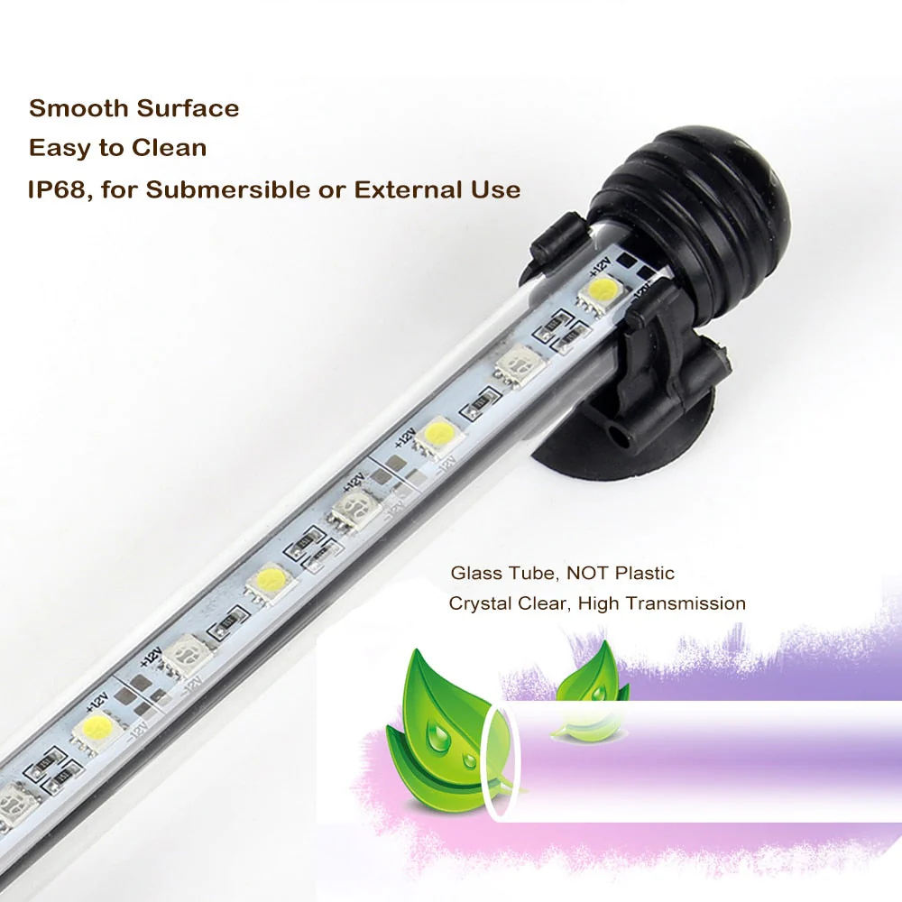 HULIANFU Waterproof LED Aquarium Lights Fish Tank Light Bar Blue/White 19/29/39/49CM Submersible Underwater Clip Lamp Aquatic Decor EU - Deanwangkt