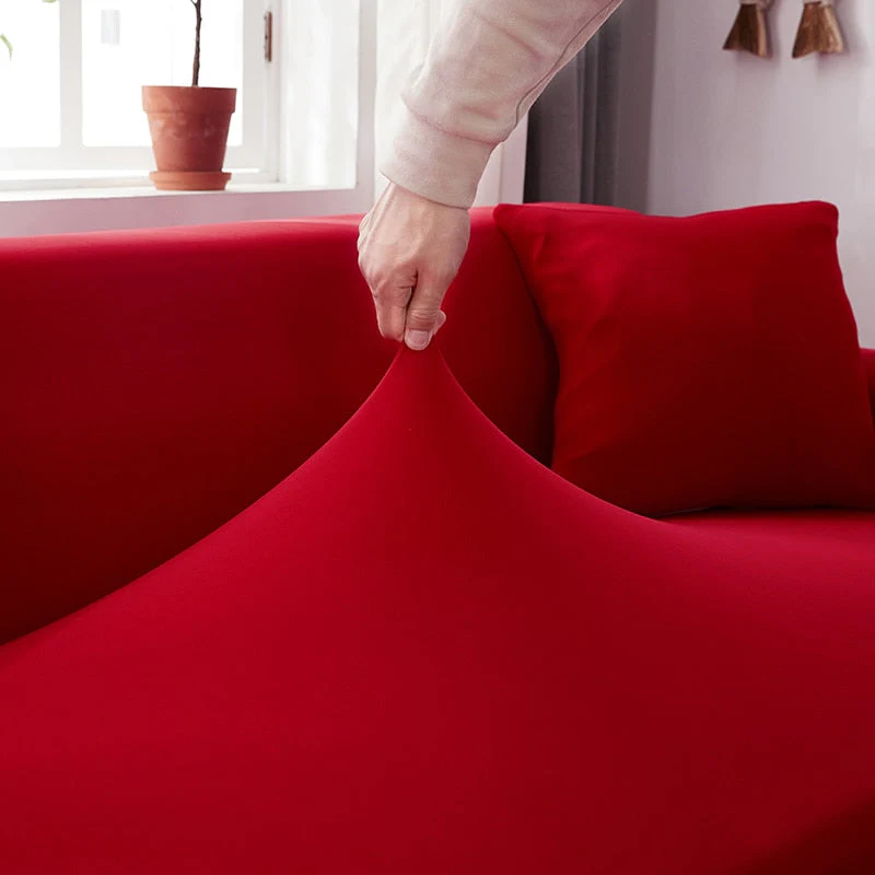 HULIANFU Solid Color Elastic Sofa Cover For Living Room 1/2/3/4 Seater L-Shaped Corner Sofa Cover Slipcover Stretch Couch Armchair Covers - Deanwangkt