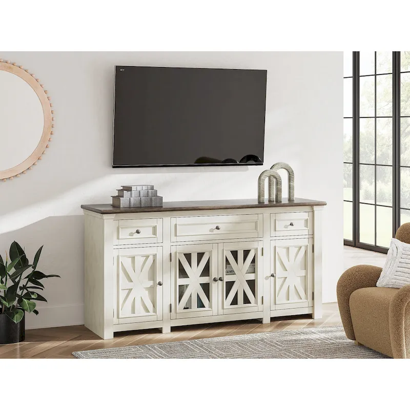 Signature Design by Ashley Bolanburg White/Gray 73 TV Stand for TVs up to 83 - 72.5 W x 20.25 D x 36.13 H