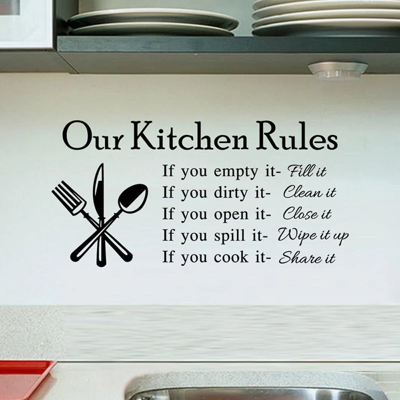 HULIANFU Kitchen Wall Stickers Vinyl Wall Decals for Kitchen English Quote Home Decor Art Decorative Stickers PVC Dining Room For Bar PVC - Deanwangkt