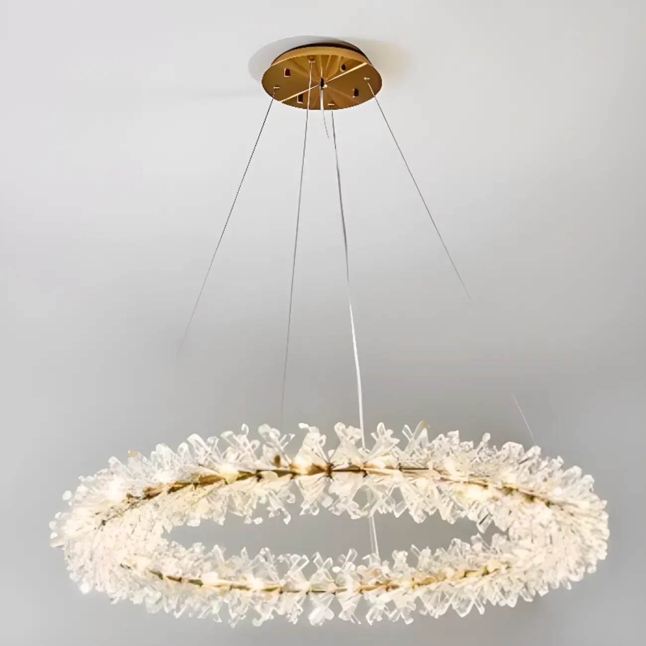 Gold Circular Crystal Chandelier Modern Design Light
