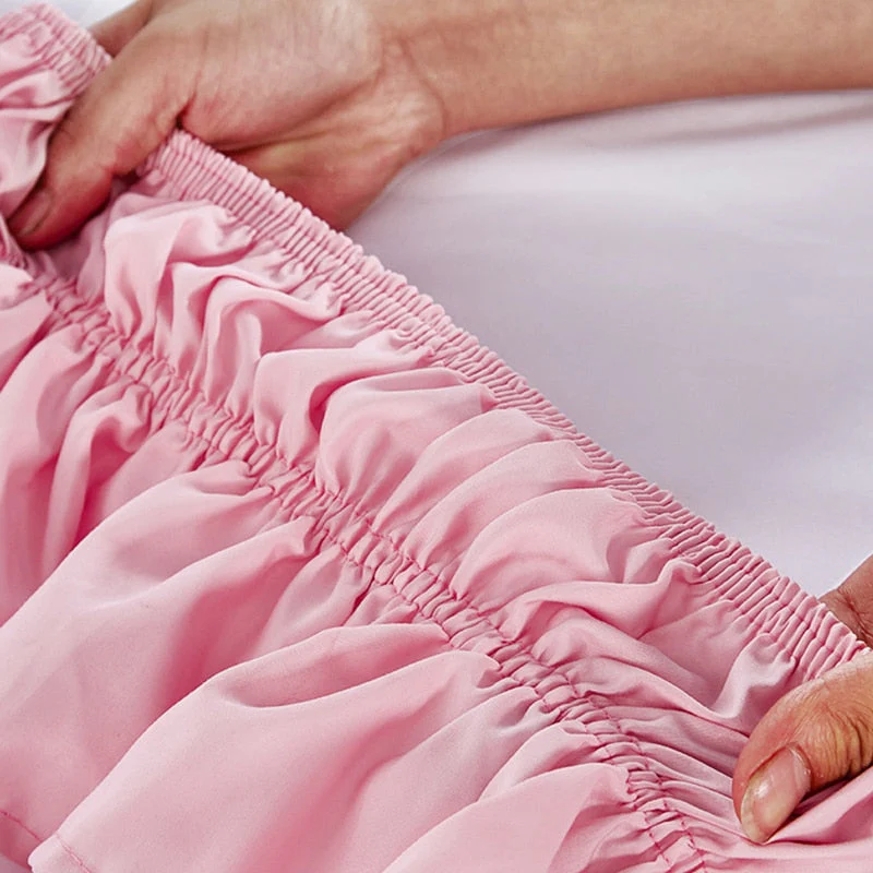 HULIANFU  4 Layers Ruffled Bed Skirt Wrap Around Elastic Bed Skirt Bed Cover Without Surface Home Hotel Bed Skirt Twin /Full/ Queen/ King - Deanwangkt
