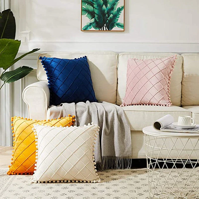 HULIANFU Inyahome Nordic Retro Ear Pillow Living Room Sofa Solid Color Tassel Cushion Without Core Bed Big Pillow Waist Back Office Chair - Deanwangkt