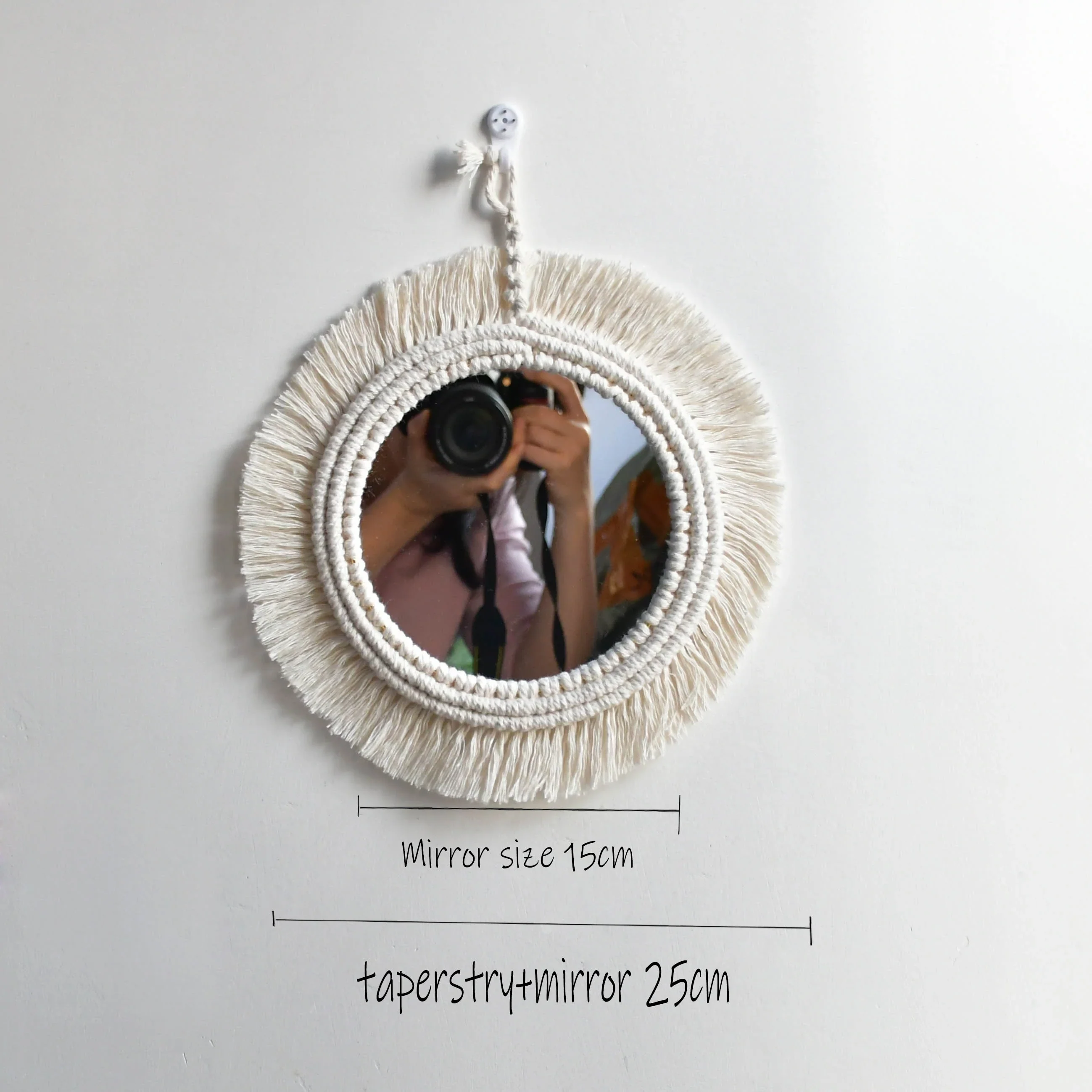HULIANFU New arrival handmade macrame taperstry with mirror taperstry mirror wall hanging mirror Bohemian mirror - Deanwangkt