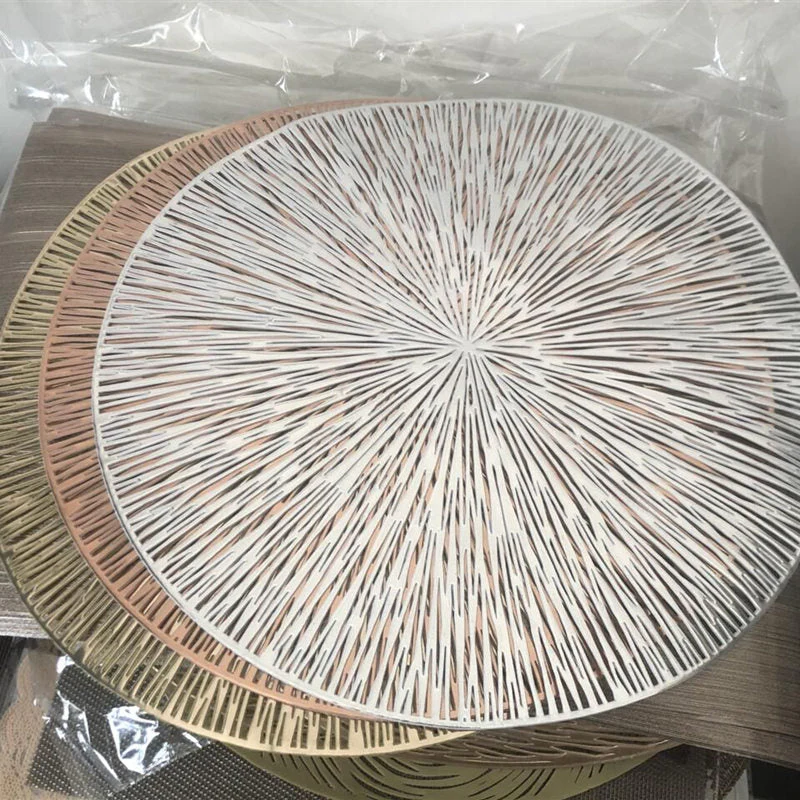 HULIANFU Round Hollow PVC Placemats For Kitchen Dinning Table Mat Insulation Pads Drink Coffee Cup Coasters Hotel Restaurant Home Decor - Deanwangkt